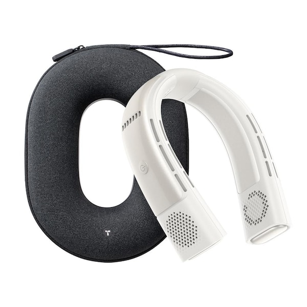 Coolify 2S Bladeless 1.5 in. Wearable Neck Air Conditioner and Heater  3-Speeds Personal Fan in White 5000 mAh