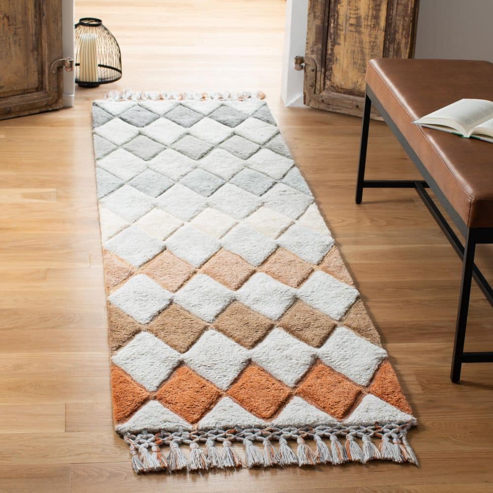 Sahara 2 ft. x 8 ft. Gray/Charcoal Diamond Fringe Runner Rug price history on PriceWatchPro