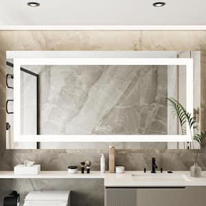 36 in. W x 72 in. H Sliver Vanity Mirror Frameless Rectangular Smart Touchable Anti-Fog LED Light Bathroom Wall 3-Color