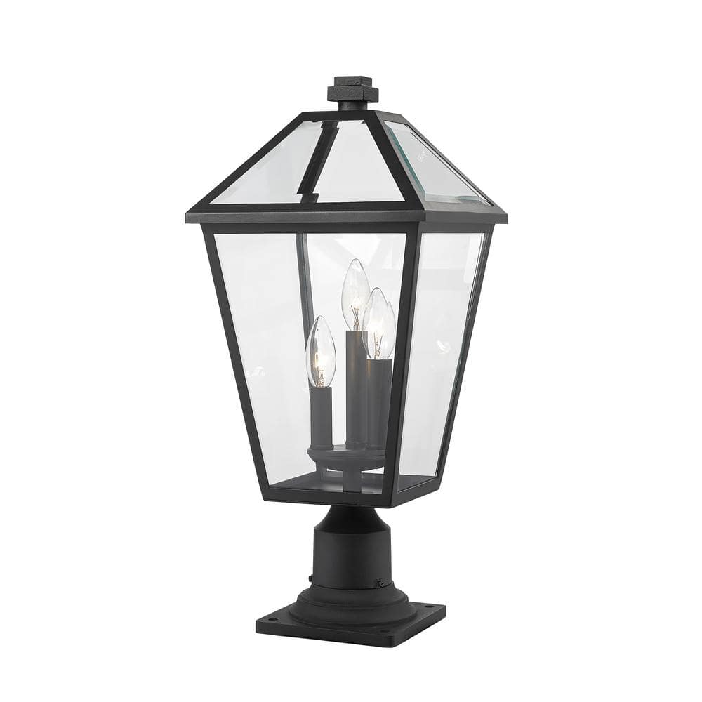 Talbot 22 in. 3-Light Black Metal Hardwired Outdoor Weather Resistant Pier 