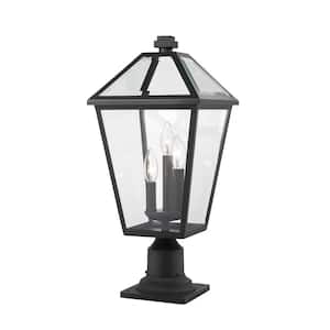 Talbot 22 in. 3-Light Black Metal Hardwired Outdoor Weather Resistant Pier Mount Light with No Bulb in.cluded