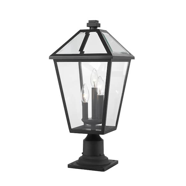 Unbranded Talbot 22 in. 3-Light Black Metal Hardwired Outdoor Weather Resistant Pier Mount Light with No Bulb in.cluded