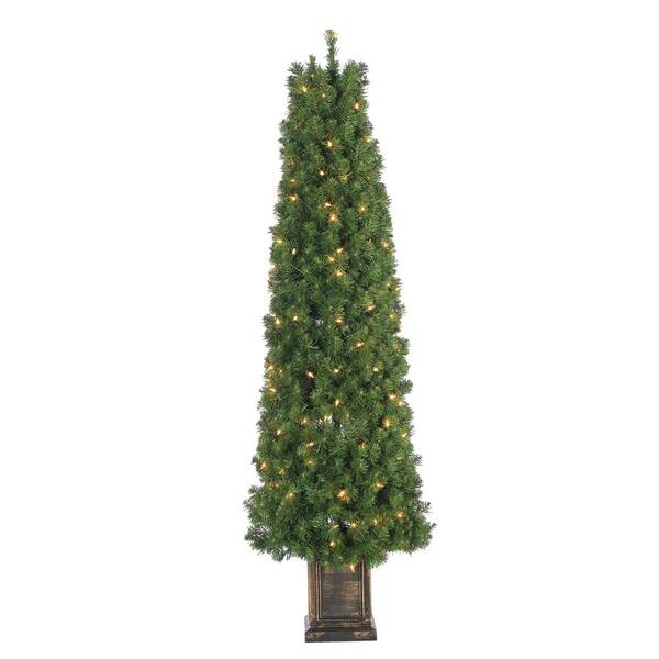 Sterling 5 ft. Pre-Lit Potted Tower Artificial Christmas Tree with 150 Clear Lights