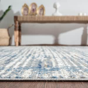 White/Blue Multi Colored 7 ft. 6 in. x 9 ft. 6 in. Area Rug