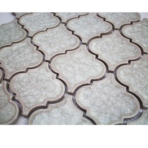 Roman Selection Iced White Lantern 9-3/4 in. x 10-1/2 in. x 8 mm Glass  Mosaic Tile