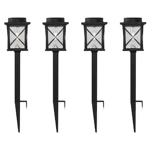 20 Lumens Black LED Weather Resistant Outdoor Solar Path Light (4-Pack)