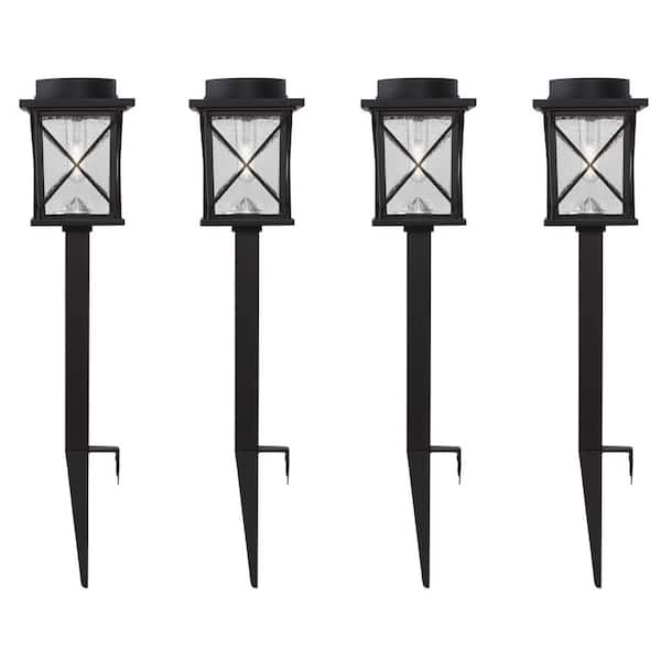 Home Decorators Collection 20 Lumens Black LED Weather Resistant Outdoor Solar Path Light (4-Pack)