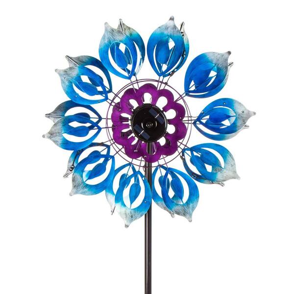 Evergreen 75 in. H Solar Wind Spinner, Blue Blooms 2SP7222 - The Home Depot