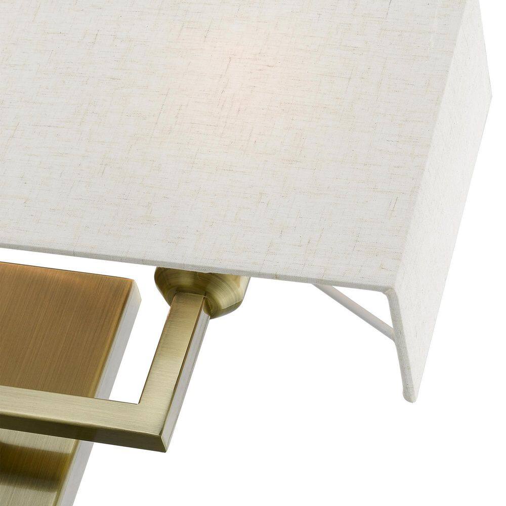 Pierson Antique Brass 2-Light Dimmable Wall Sconce with Oatmeal Shade