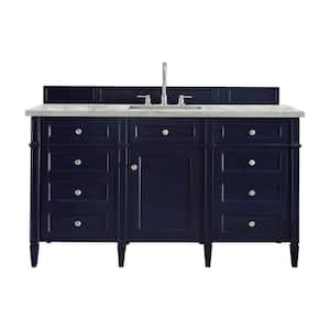 Brittany 60.0 in. W x 23.5 in. D x 34.0 in. H Bathroom Vanity in Victory Blue with Victorian Silver Silestone Quartz Top