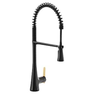 Sinema Single-Handle Pre-Rinse Spring Pulldown Sprayer Kitchen Faucet with Power Clean in Matte Black