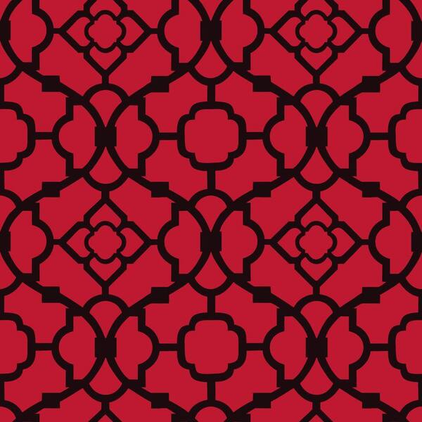 The Wallpaper Company 56 sq. ft. Eastern Lattice Red/Black Wallpaper