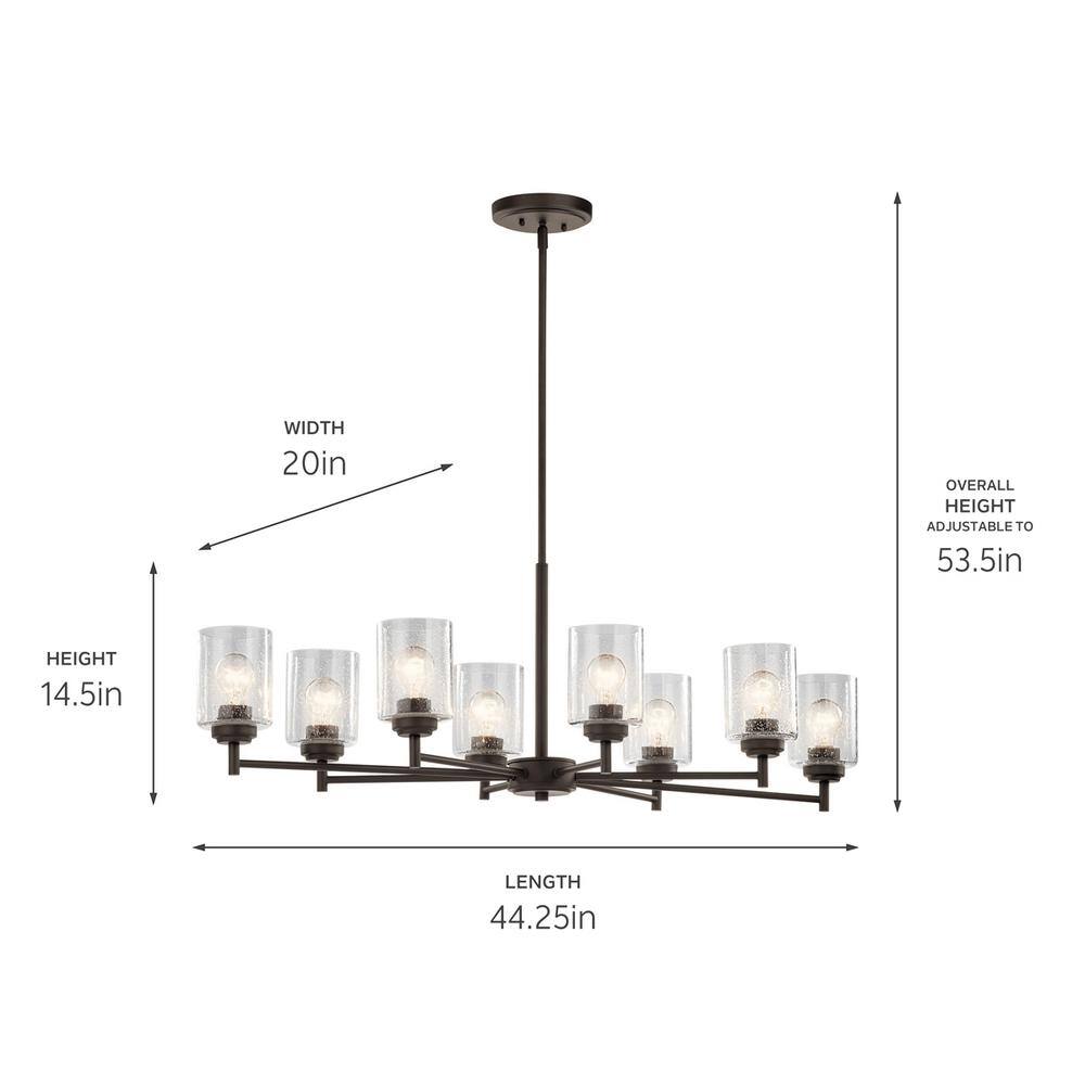 Winslow 8-Light Bronze Chandelier with Clear Seeded Glass Shades