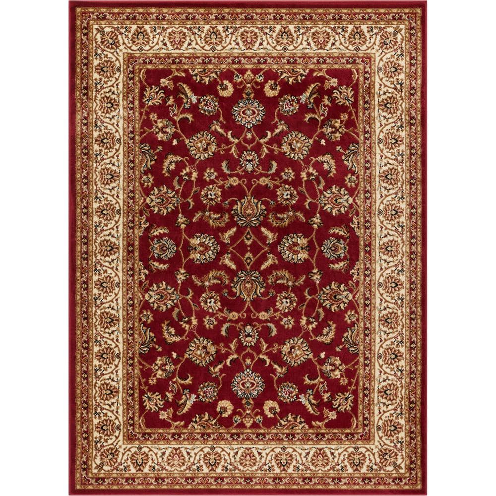 Well Woven Barclay Sarouk Red 4 ft. x 5 ft. Traditional Floral Area Rug  549304 - The Home Depot