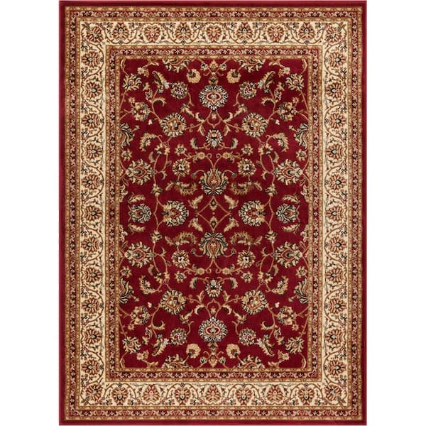Well Woven Barclay Sarouk Red 4 ft. x 5 ft. Traditional Floral Area Rug
