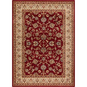 Barclay Sarouk Red 7 ft. x 10 ft. Traditional Floral Area Rug