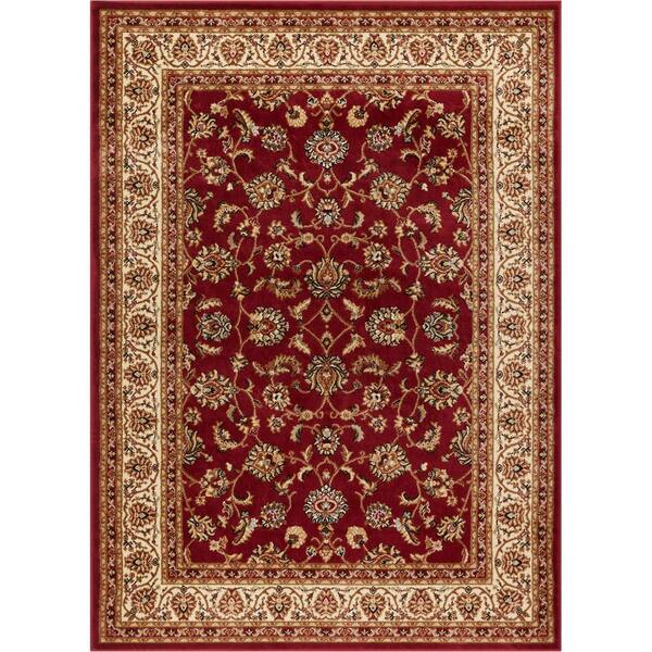 Well Woven Barclay Sarouk Red 7 ft. x 10 ft. Traditional Floral Area Rug
