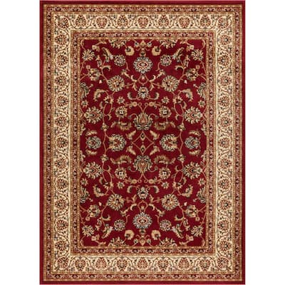 Barclay Sarouk Red 8 ft. x 10 ft. Traditional Floral Area Rug