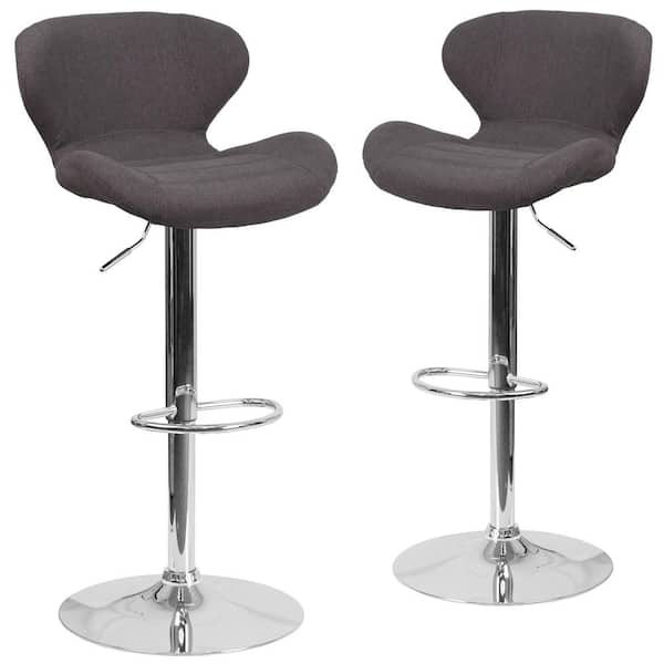 Carnegy Avenue 42.25 in. Charcoal Fabric Bar Stool (Set of 2)