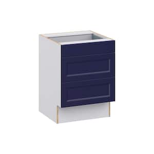 Devon Painted Blue Recessed Assembled 24 in. W x 32.5 in. H x 23.75 in. D ADA 3 Drawers Base Kitchen Cabinet