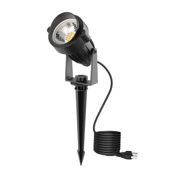 Black IP66 Waterproof 3000K Plug-in Outdoor Integrated LED Landscape Flood Light 5-Watt Dusk to Dawn Spotlights for Yard