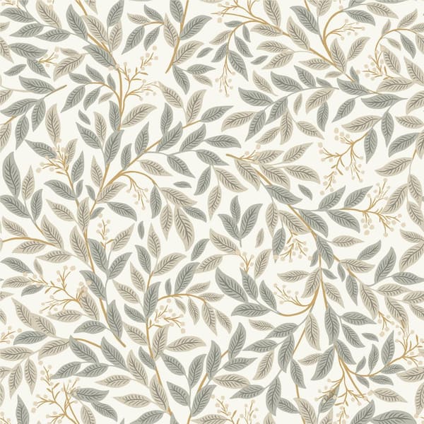 RIFLE PAPER CO. Willowberry Linen Grey Metallic Non-Pasted Wallpaper