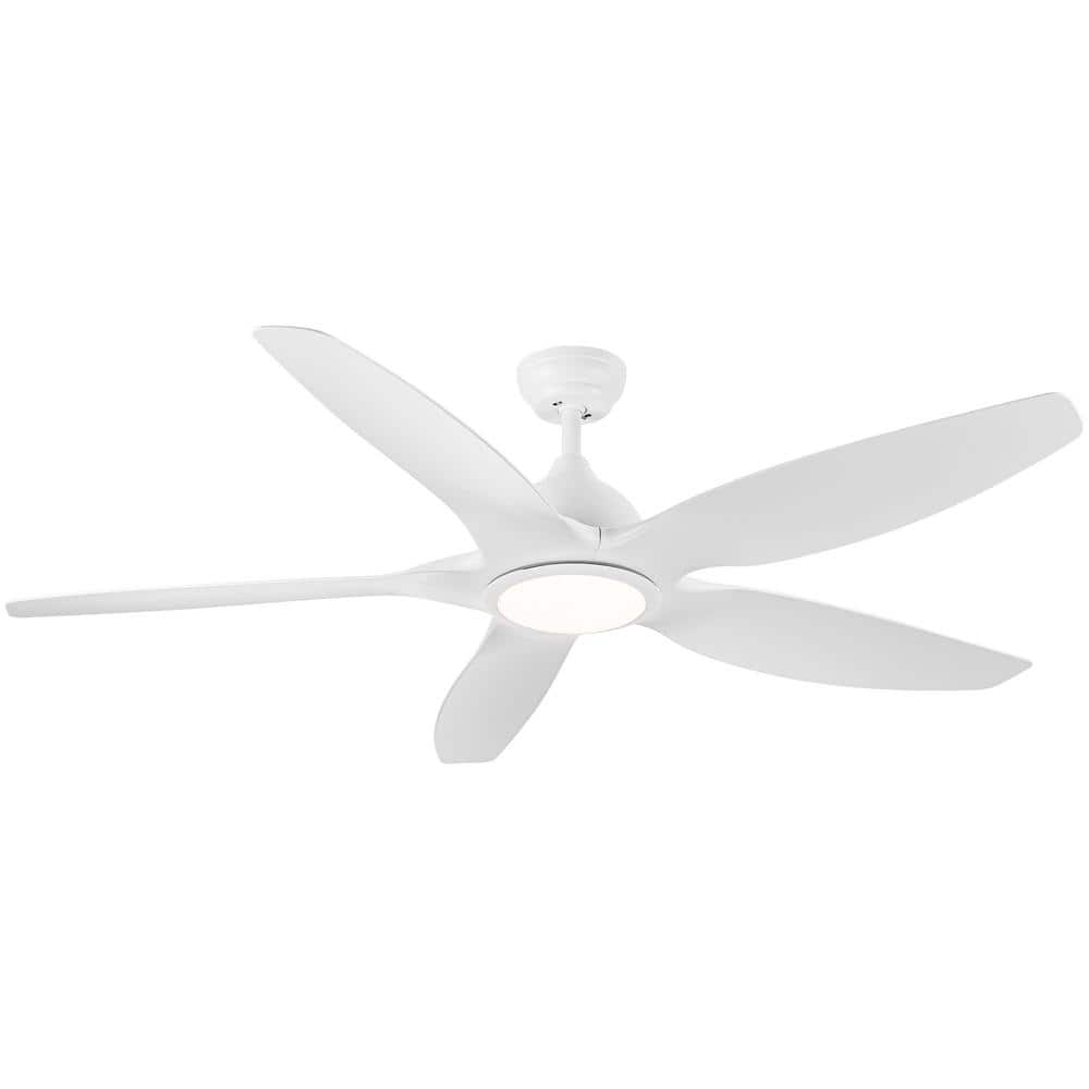 YUHAO 60 in. Integrated LED Indoor Matte White Ceiling Fan with Light