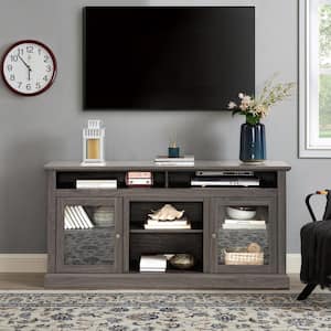 Contemporary Dark Walnut Color TV Media Stand Entertainment Center Fits TVs up to 65 in. w/ Open & Closed Storage Space