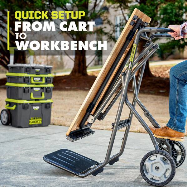 RYOBI - SPEED BENCH 23 in. W x 20 in. D Mobile Workstation with LINK 12-Compartment Small Parts Organizer