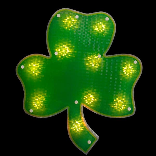 14 in. Lighted St. Patrick's Day Irish Shamrock Window Silhouette Decoration