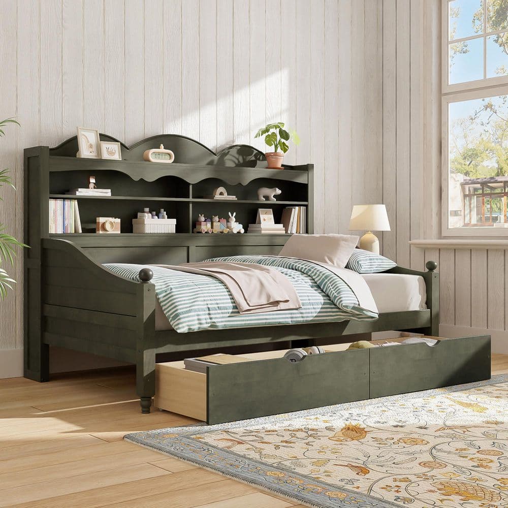 Harper & Bright Designs Retro Style Antique Gray Twin Size Daybed