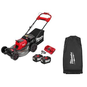 M18 FUEL Brushless Cordless 21 in. Walk Behind Dual Battery Self-Propelled Lawn Mower w/(2)12Ah Batteries & Mower Cover