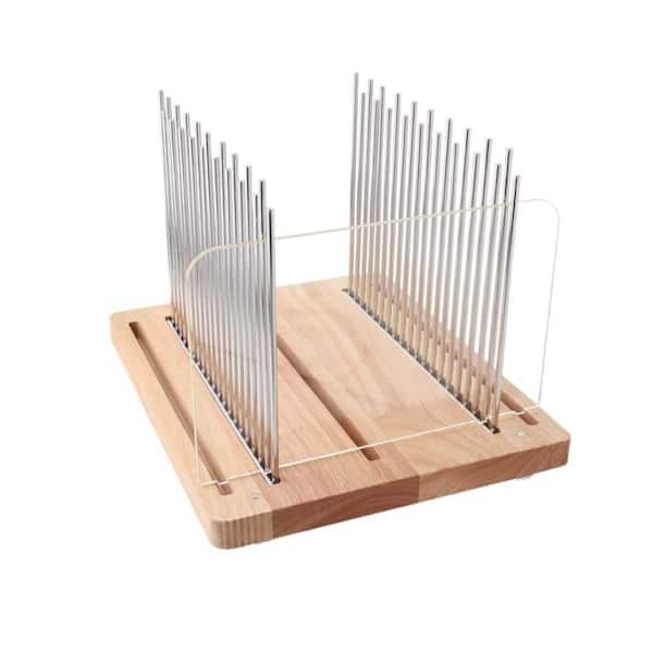 Wood Bread Slicer, Stainless Steel Slicing Guide for Homemade Bread, Adjustable and Foldable Compact Cutter