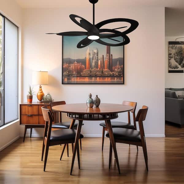 Pinup 60 in. Indoor Black Novelty Ceiling Fan with Warm White Integrated LED with Remote Included