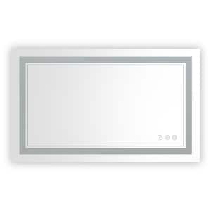 40 in. W x 24 in. H Rectangular Frameless 3-Color Light LED Anti-Fog Wall Bathroom Vanity Mirror with Timing Function