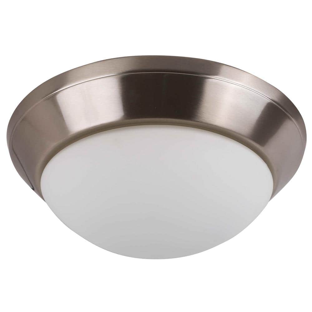 1-Light Integrated LED Flush Mount Ceiling Light in Brushed Nickel