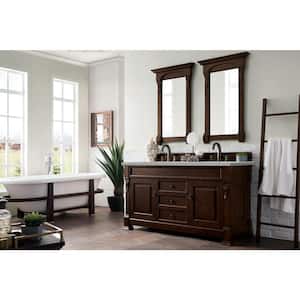 Brookfield 60 in. W x 23.5 in. D x 34.3 in. H Bathroom Vanity in Burnished Mahogany with Eternal Serena Quartz Top