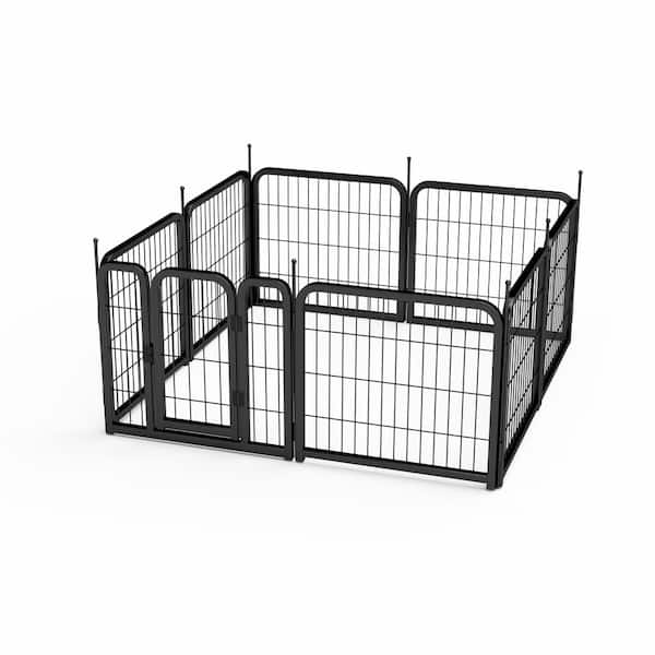COOLSHARK 22.2 in. W x 23.6 in. H. No Dig Decorative Outdoor Garden Fence, Metal Fence Panels, for RV Camping, Yard, Indoor, Black