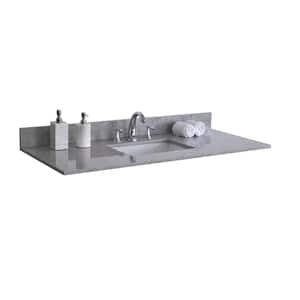 37 in. W x 22 in. D Engineered Stone Composite Vanity Top in Gray with White Rectangular Single Sink and Backsplash
