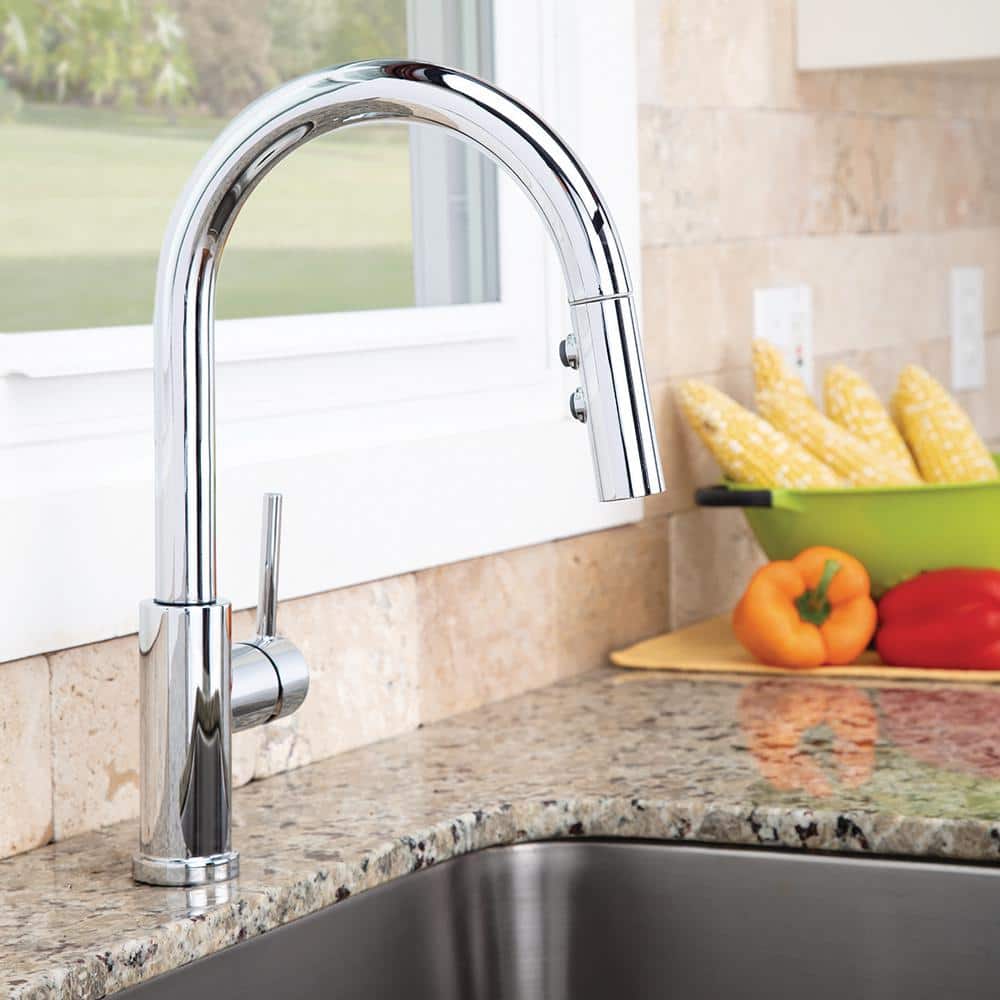 Polished Chrome Pull Down Kitchen Faucet with Sprayer