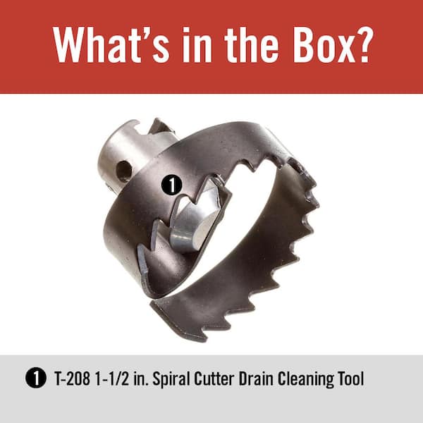 T-208 1-1/2 in. Spiral Tooth Cutter Drain Cleaning Cable Attachment, Fits 3/8 in. Inner Core & 5/8 in. Sectional Cables