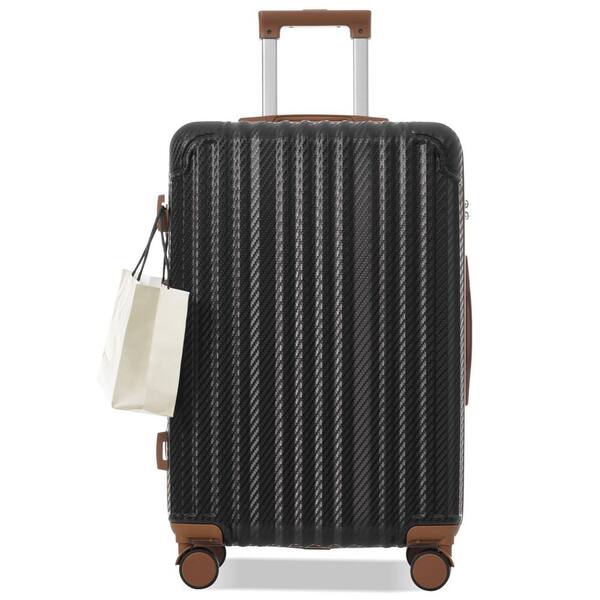 LIVACA 6-Piece Black Brown Durable Hardshell ABS Plastic Spinner