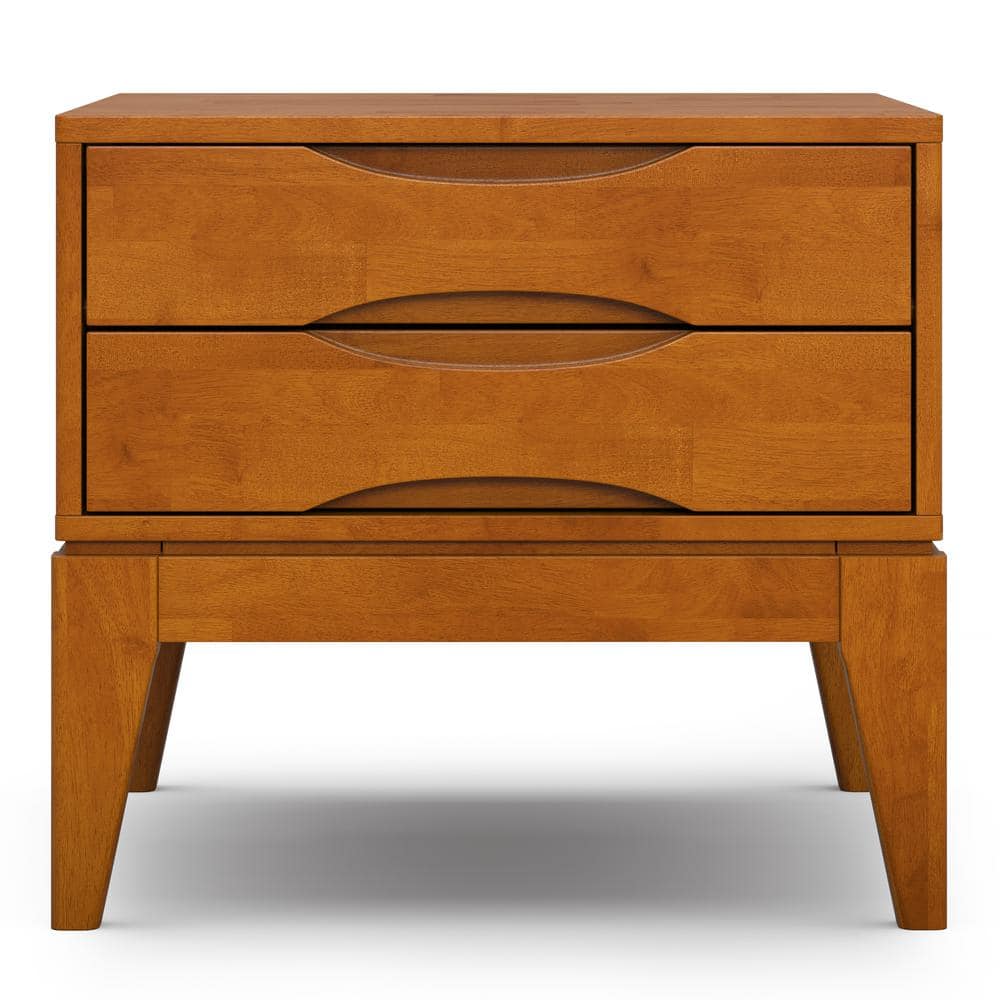 Teak Brown Solid Hardwood Square End Table with Storage