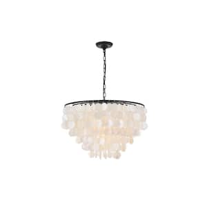 Timeless Home Stephen 25.6 in. W x 17.5 in. H 6-Light Black and White Pendant