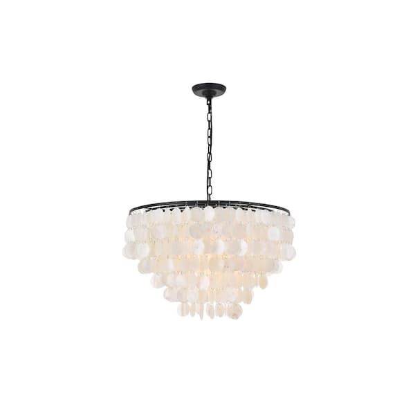 Unbranded Timeless Home Stephen 25.6 in. W x 17.5 in. H 6-Light Black and White Pendant
