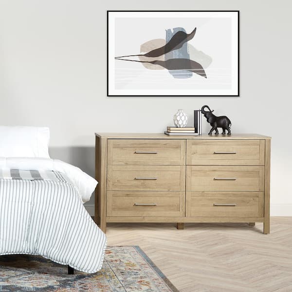 OSP Home Furnishings Stonebrook 6-Drawer Horizontal Dresser in Canyon Oak Finish