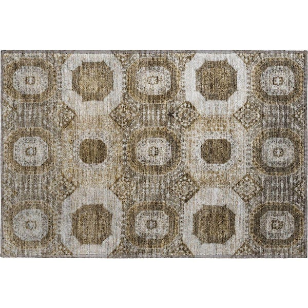 Mayfield Premium Machine Washable Abstract AMF1926 Brown 2 ft. x 3 ft. Accent Rug