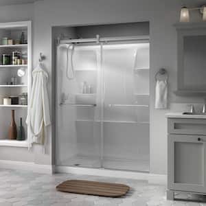 Contemporary 60 in. x 71 in. Frameless Sliding Shower Door in Nickel and 1/4 in. Tempered Clear Glass