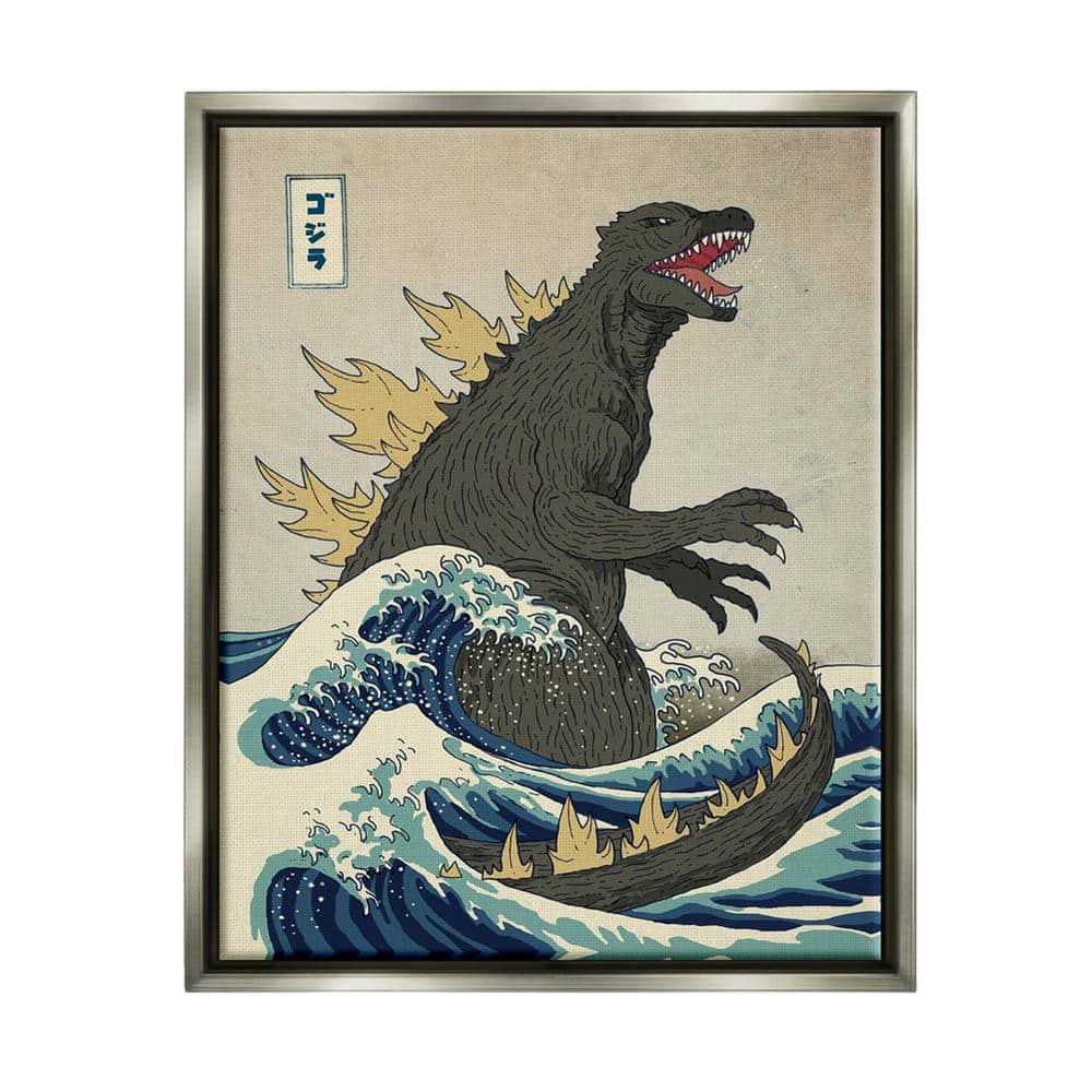 The Stupell Home Decor Collection Godzilla in the Waves Eastern