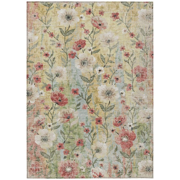 Chantille Machine Washable Indoor/Outdoor Abstract ACN2403 Tan 5 ft. x 7 ft. 6 in. Area Rug